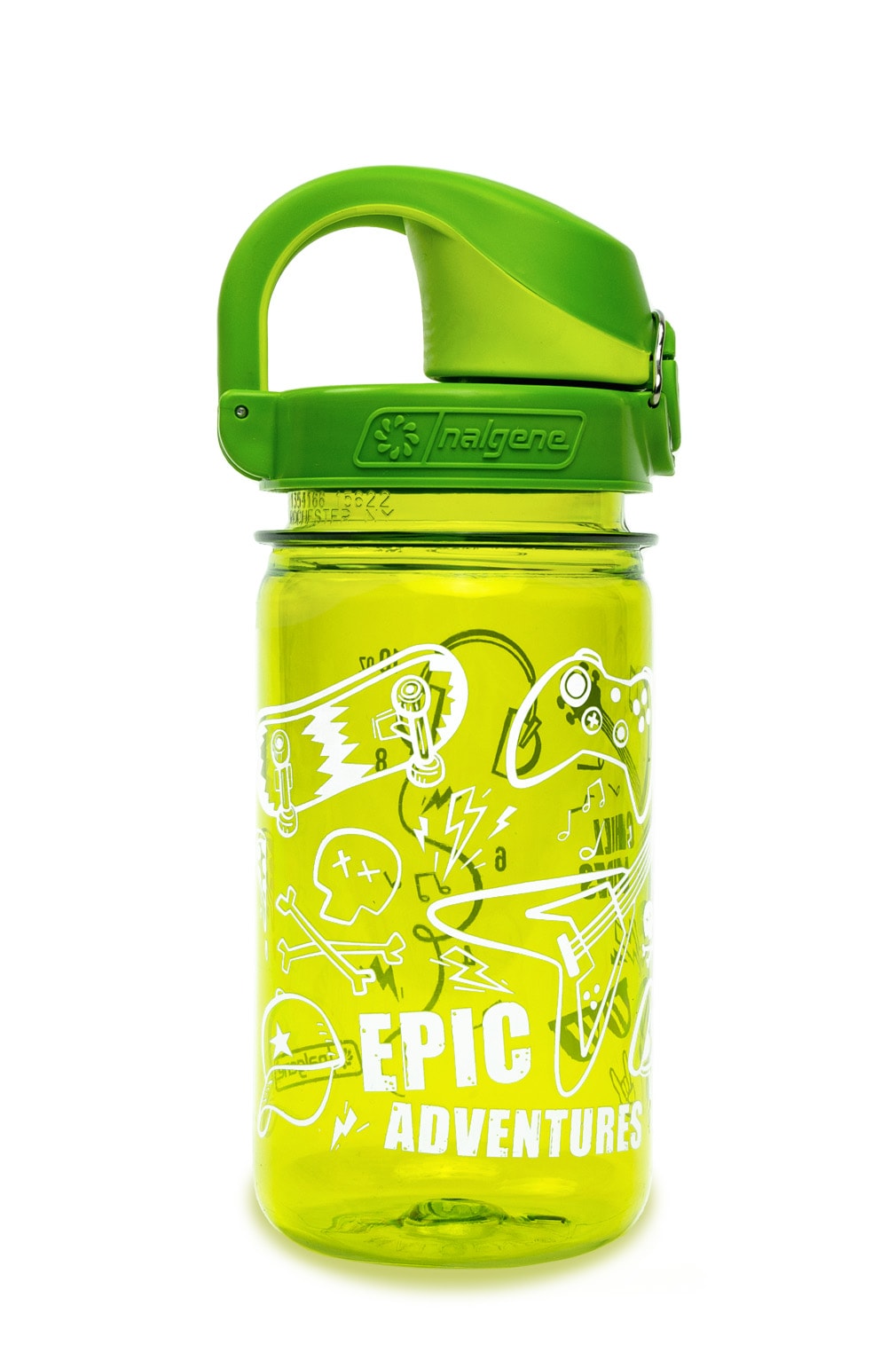 Nalgene product view: 12oz On-The-Fly Kids Lock-Top Bottle with Graphics B7 — 12oz On-The-Fly Kids Lock-Top Bottle with Graphics